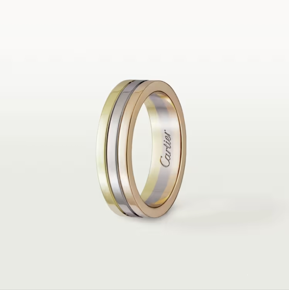 Cartier Tri-Color Band Ring in Rose, Yellow and White Tones